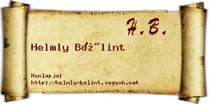 Helmly Bálint névjegykártya